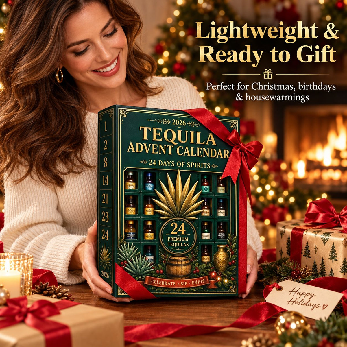 🎁✨24-Day Mini Tequila Bottle Advent Blind Box for Holiday Celebration, Bar Table Decor, Collector Gift & Family Countdown